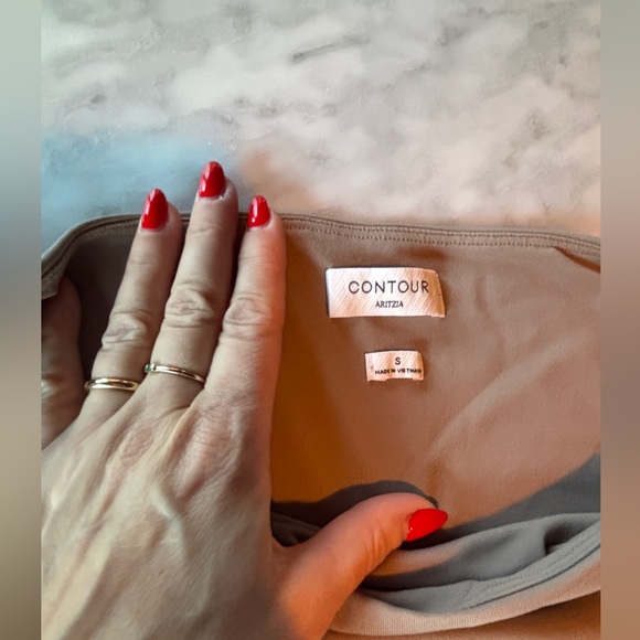 Aritzia Contour Collide Dress – Sculpt Knit Bodycon Mini Beige – Size Small - Picture 5 of 8